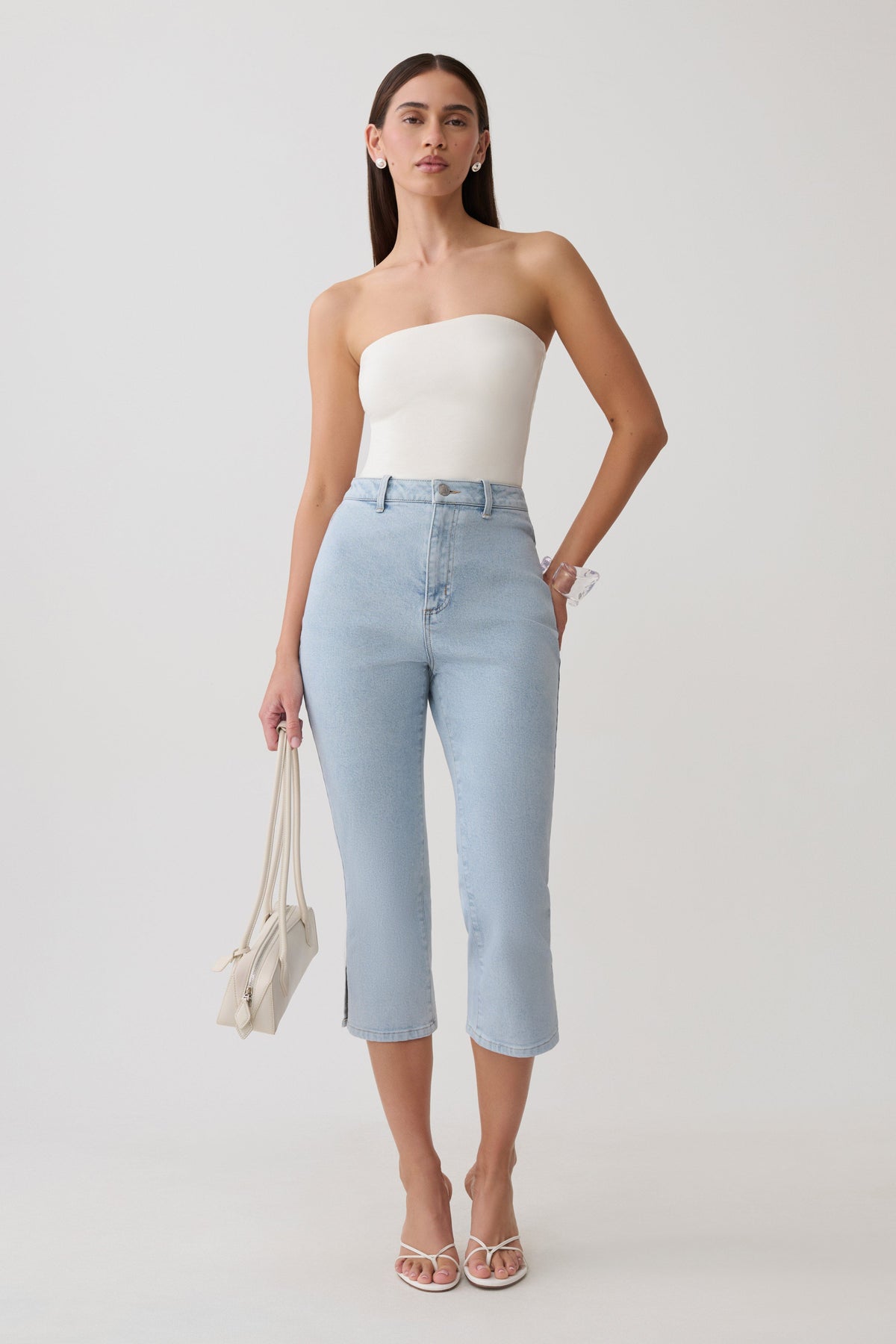 Denim Capris - Light Blue