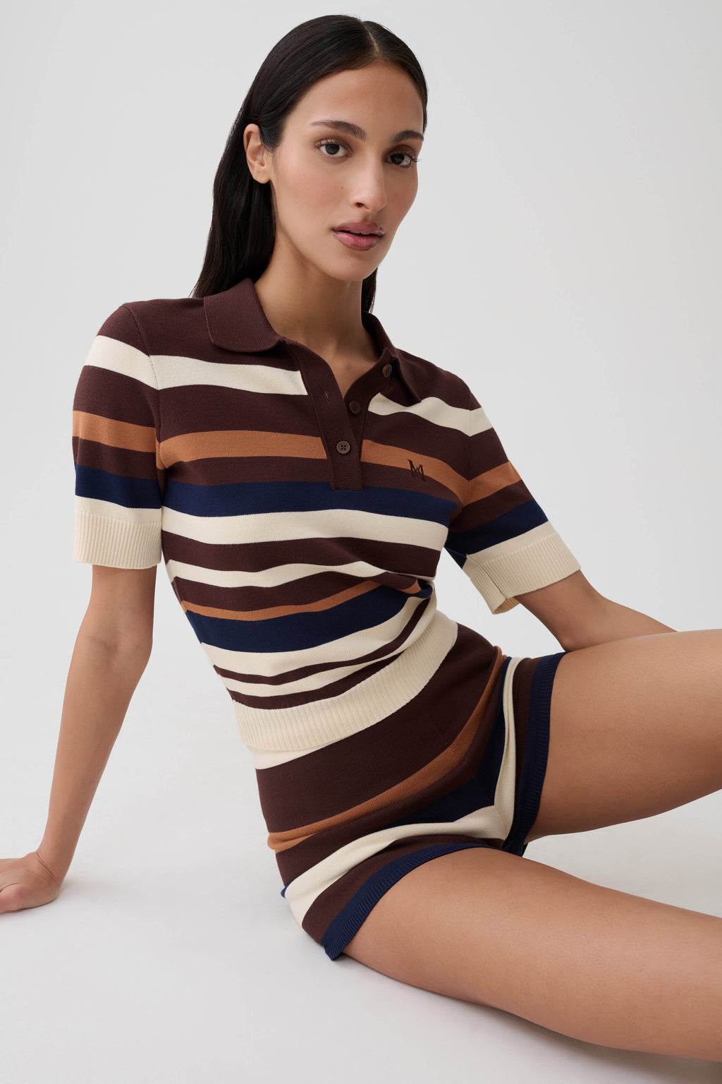 Stripe Knit Short - Navy/Neutral