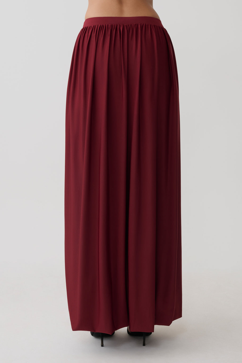 Bubble Hem Midi Skirt - Wine