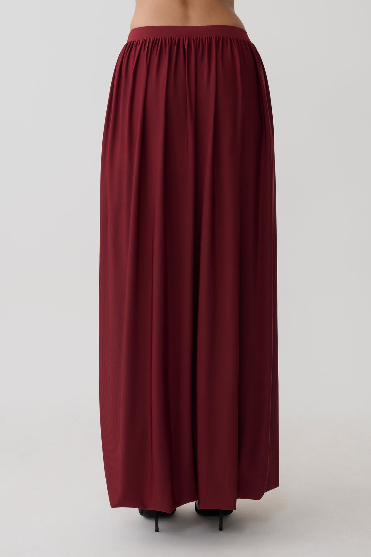 Bubble Hem Midi Skirt - Wine