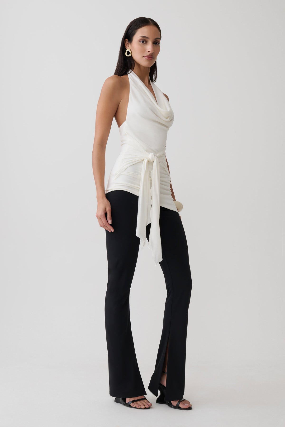 Front Tie Halter Top - White