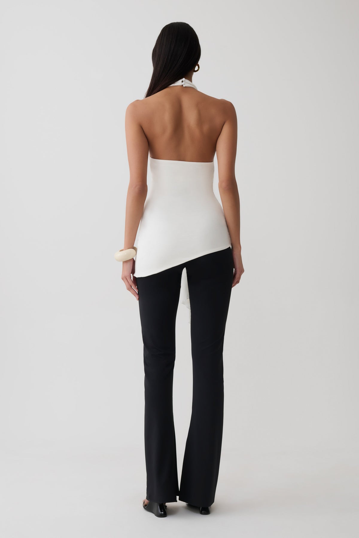 Front Tie Halter Top - White