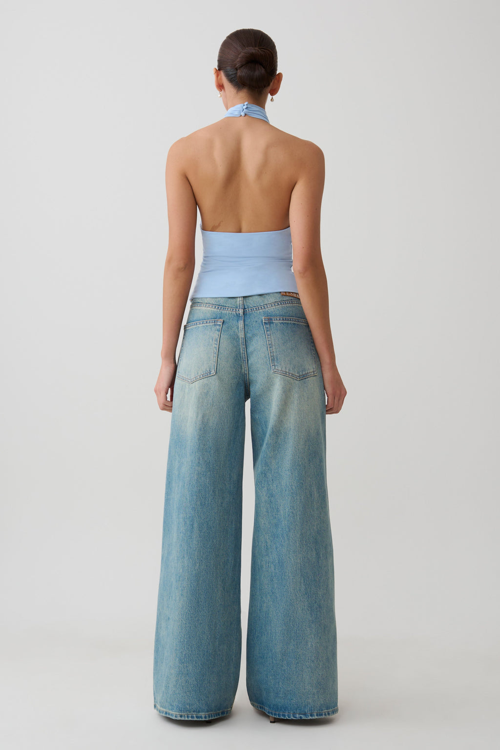 Viscose Sleeveless Halter Top - Blue