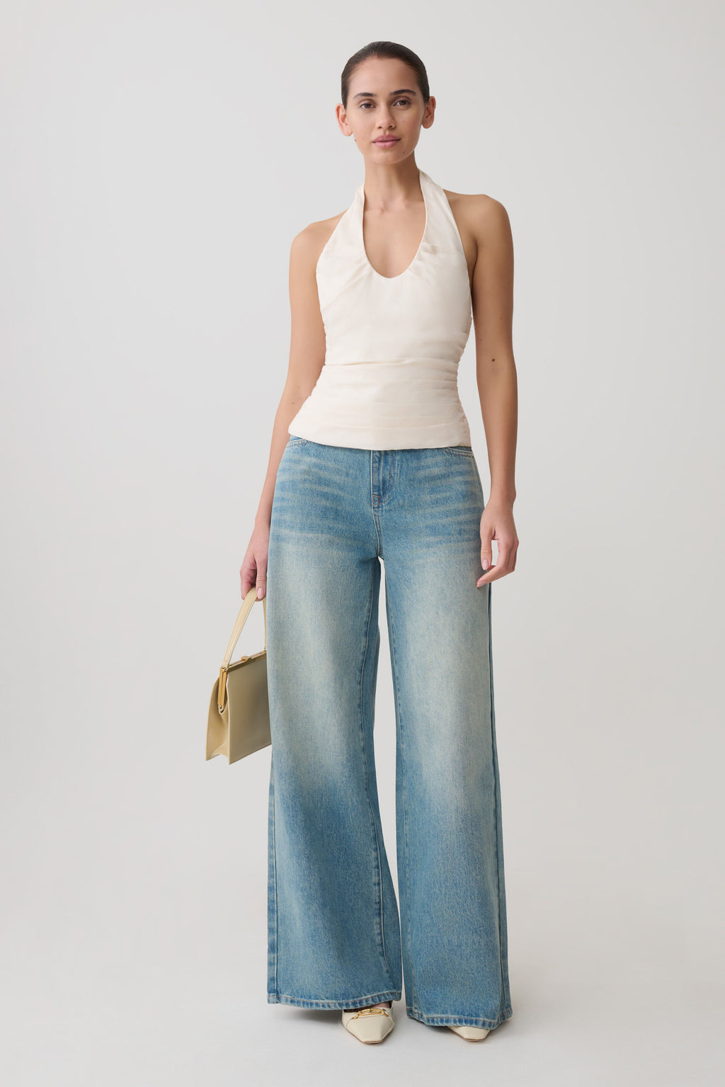 Ruched Halter Top - Ivory