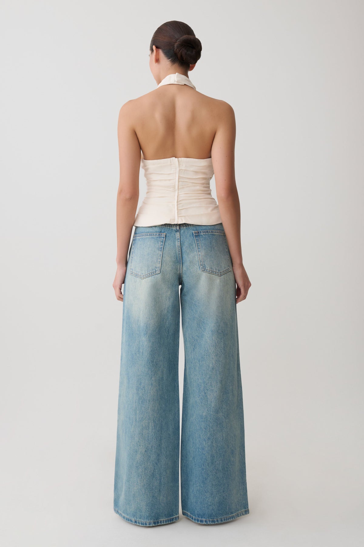 Ruched Halter Top - Ivory