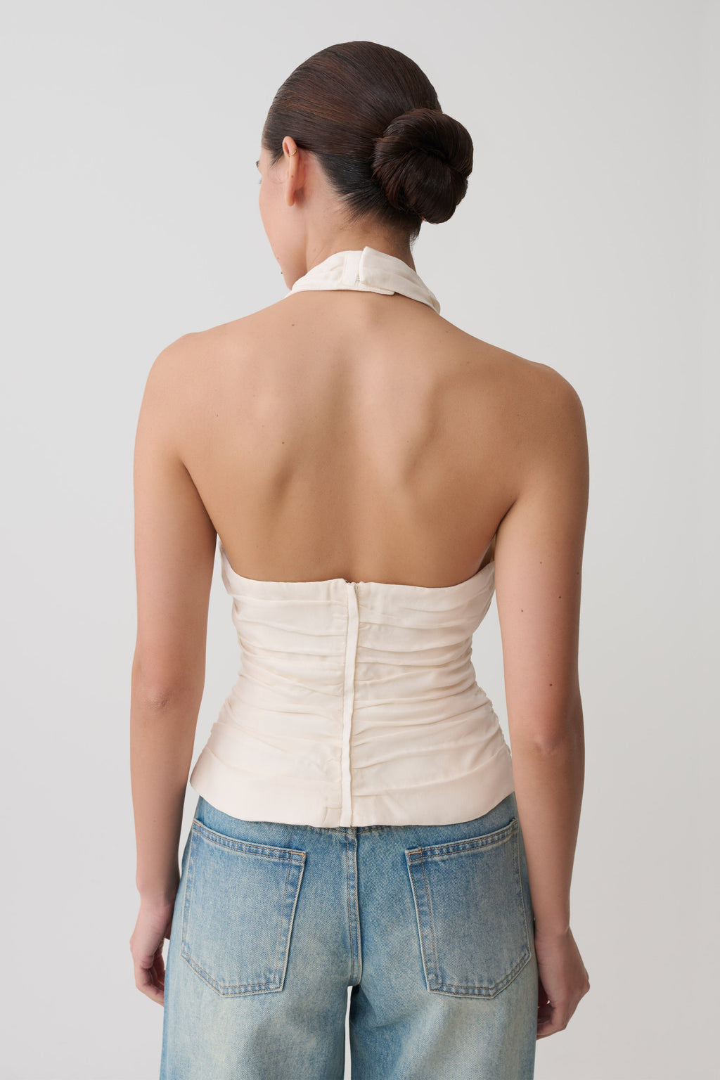 Ruched Halter Top - Ivory