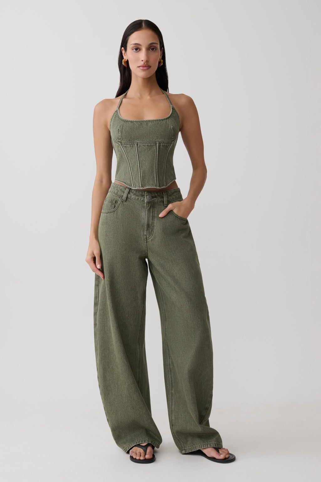 Barrel Denim Jeans - Washed Khaki