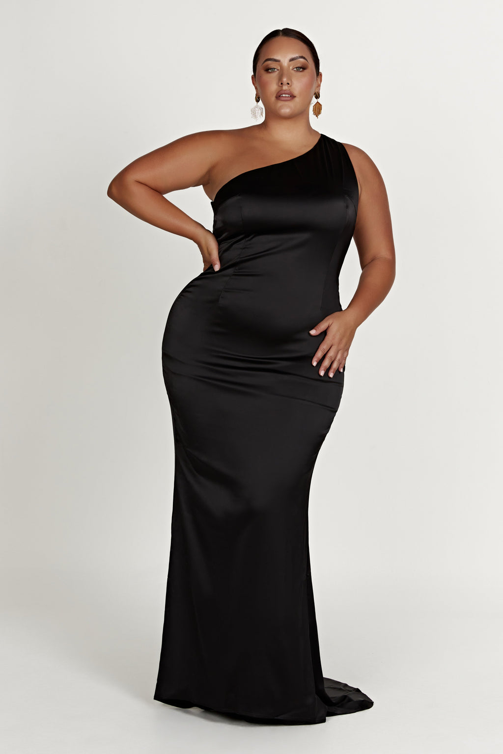 One Shoulder Gown - Black