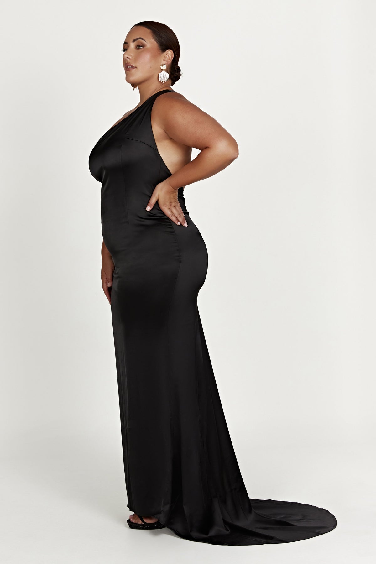 One Shoulder Gown - Black