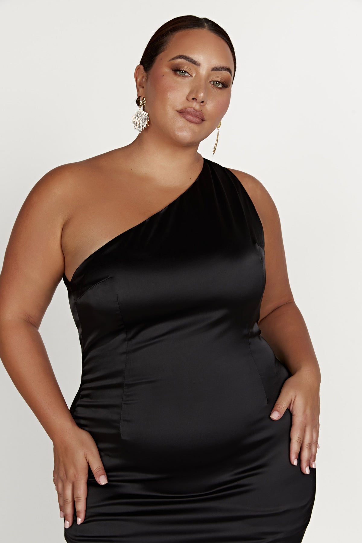One Shoulder Gown - Black
