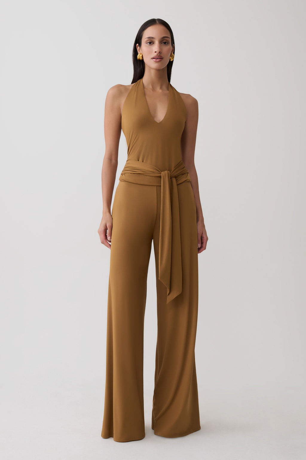 Peached Jersey Halter Top - Caramel