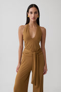 Peached Jersey Halter Top - Caramel