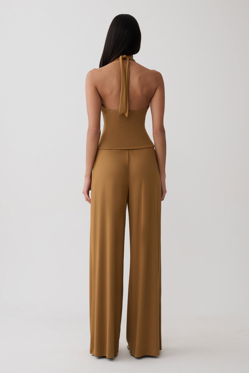 Peached Jersey Halter Top - Caramel