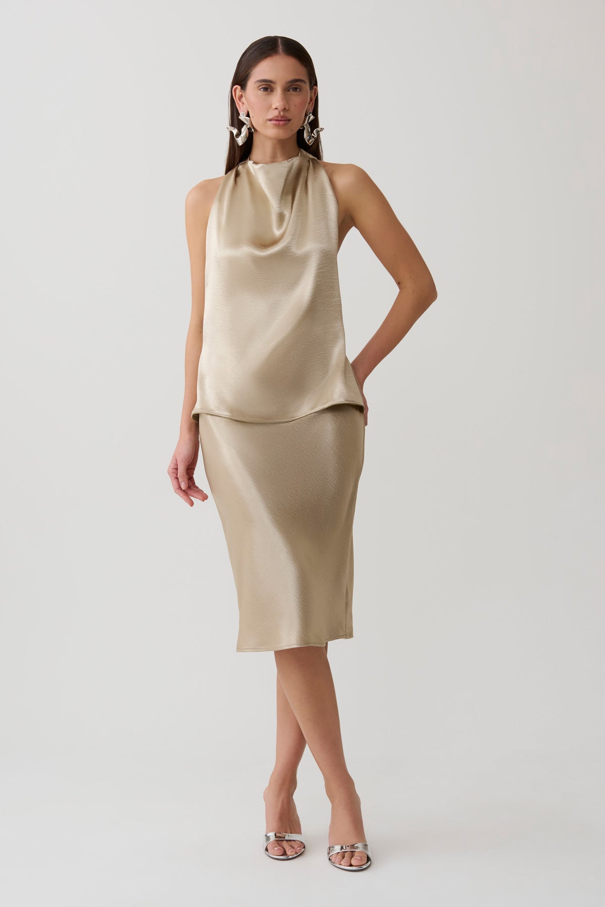 Satin Halter Top - Gold