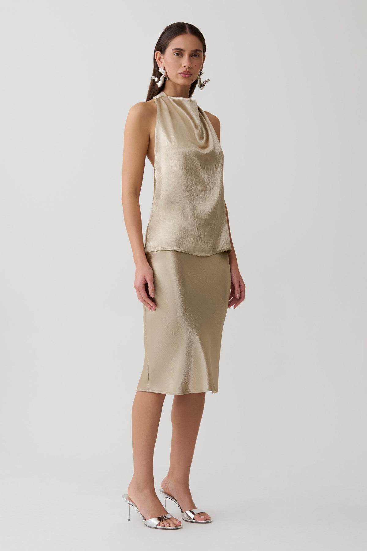 Satin Halter Top - Gold
