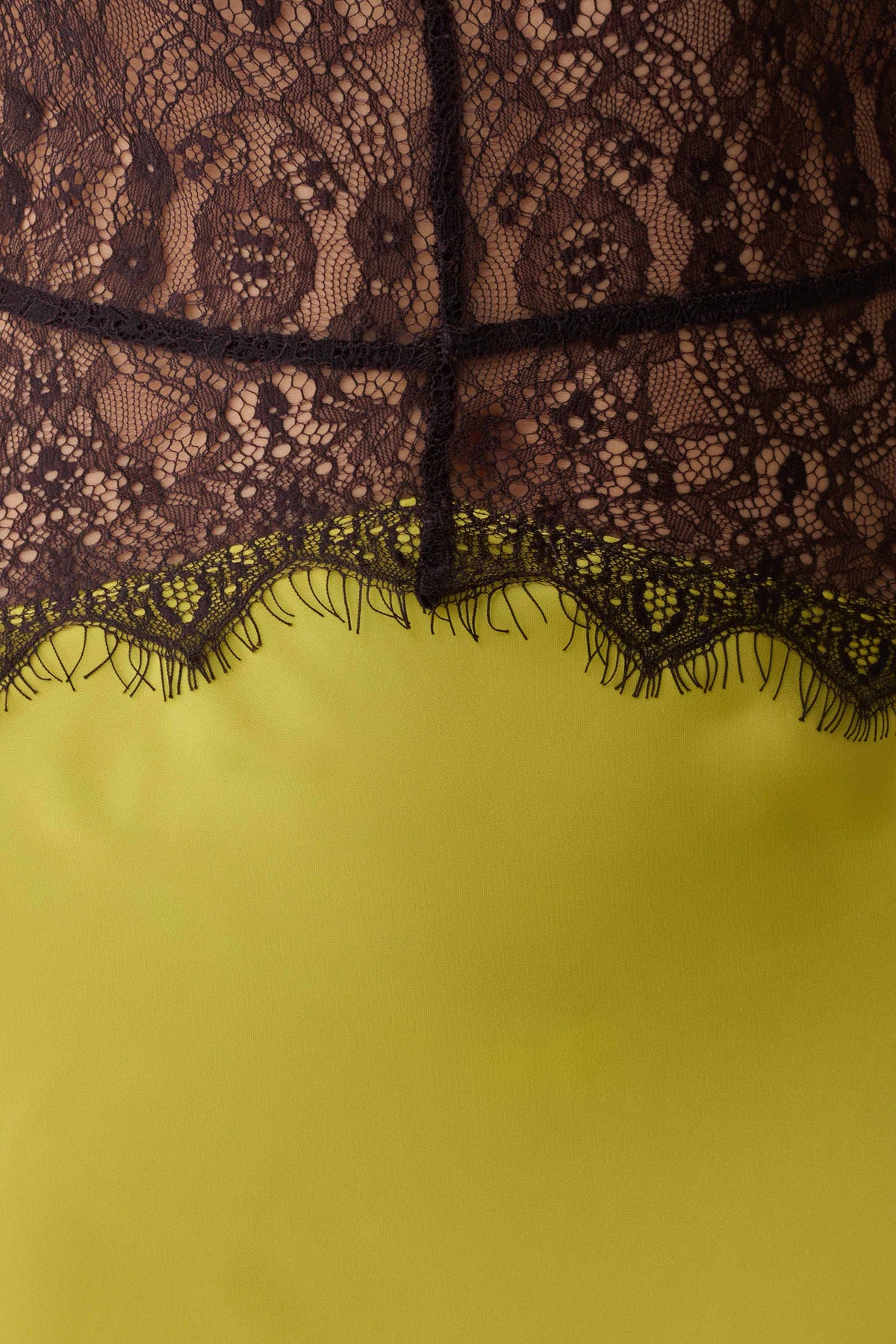 Lace And Satin Maxi Dress - Chartreuse