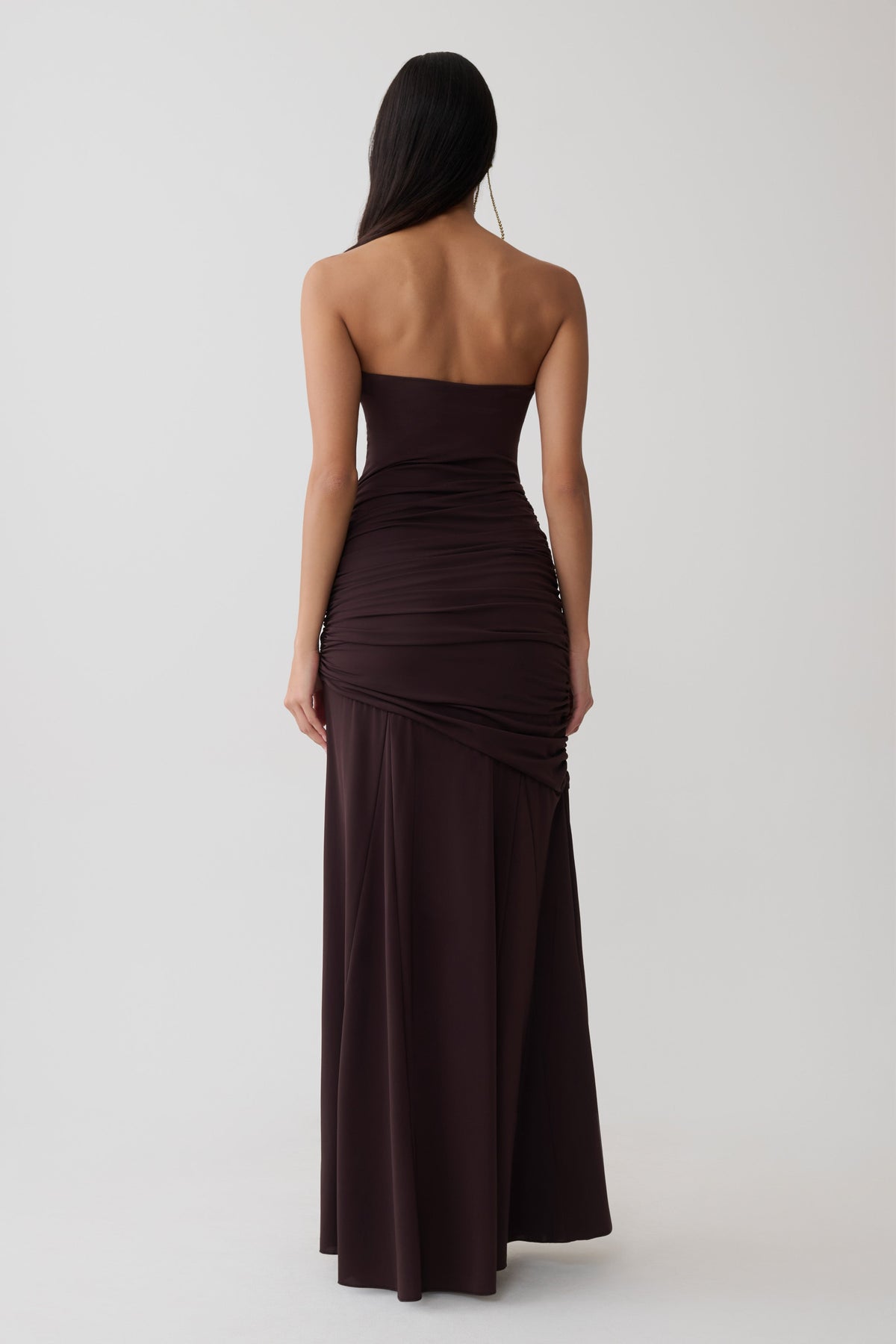 Gathered Centre Wire Maxi Dress - Chocolate
