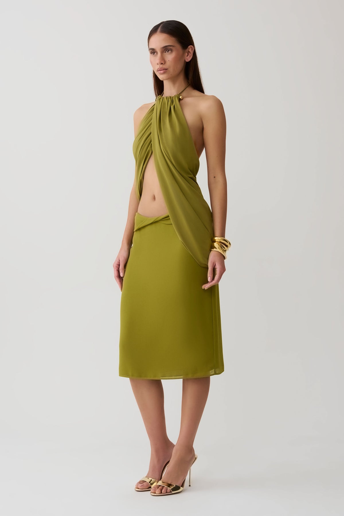 Draped Hardware Top - Martini Olive