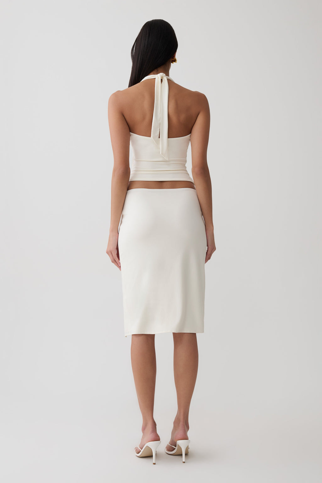 Peached Jersey Midi Skirt - Ivory