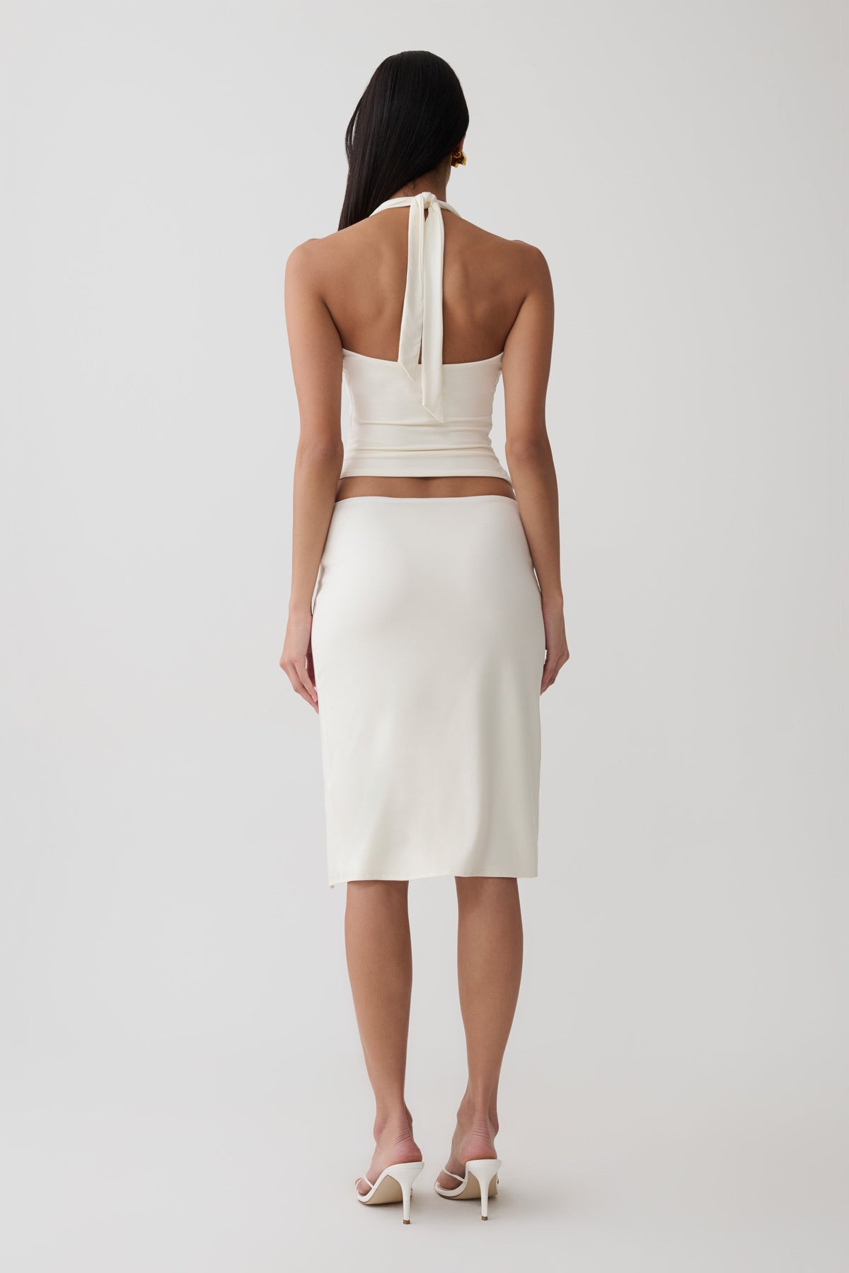 Peached Jersey Midi Skirt - Ivory