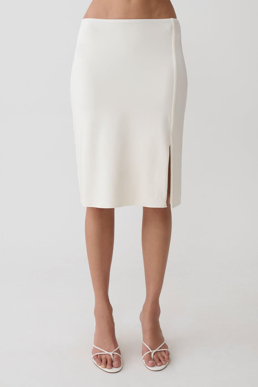 Peached Jersey Midi Skirt - Ivory