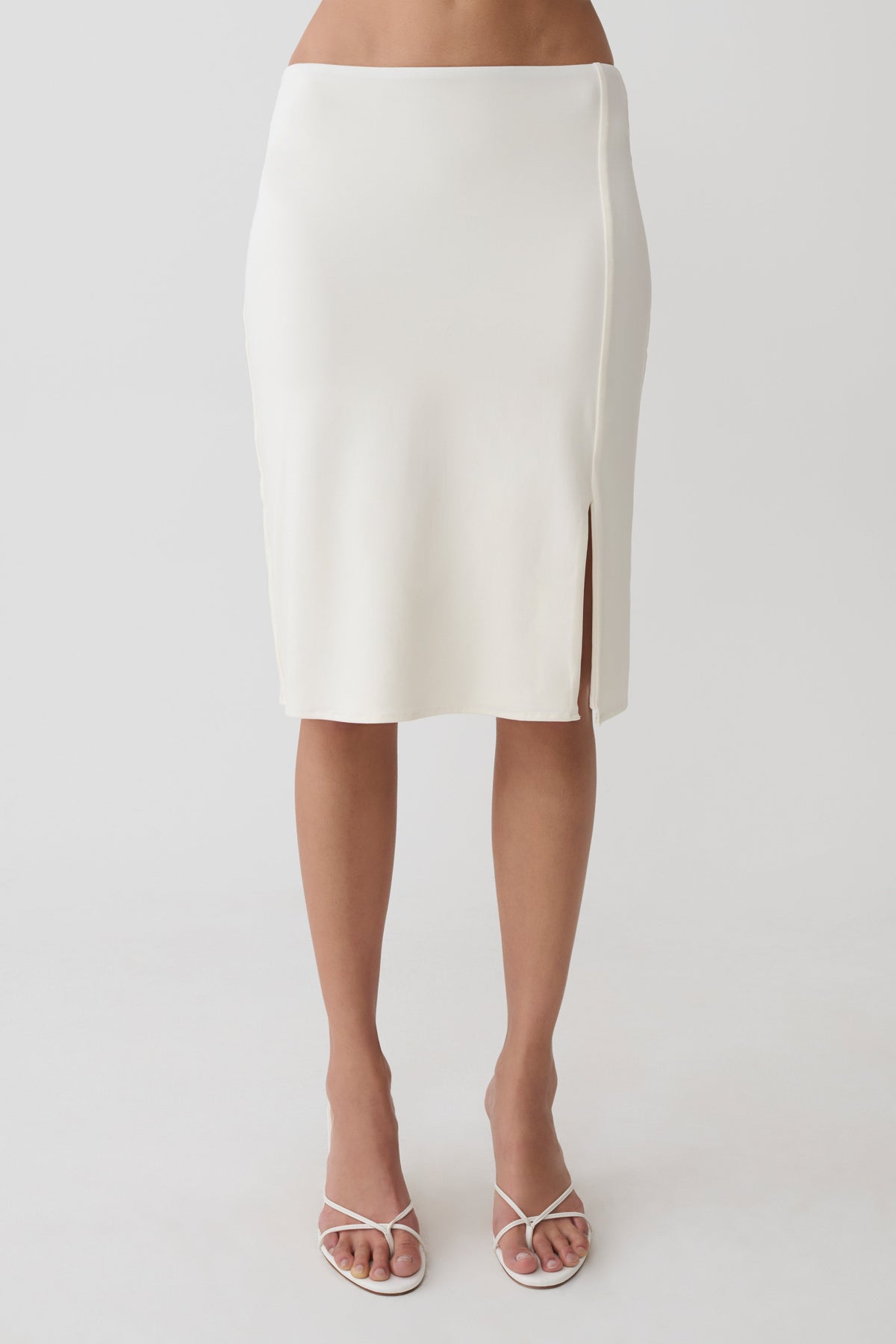 Peached Jersey Midi Skirt - Ivory