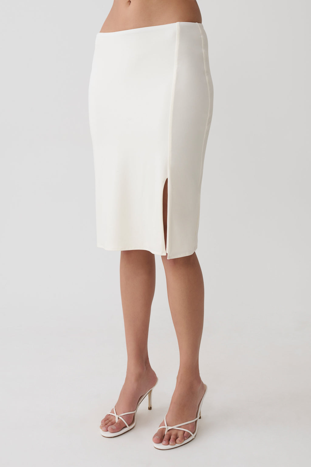 Peached Jersey Midi Skirt - Ivory