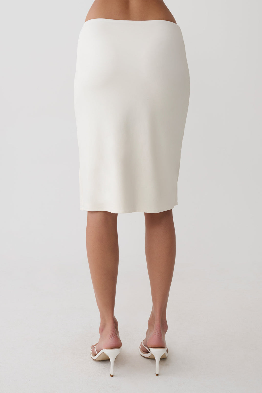 Peached Jersey Midi Skirt - Ivory