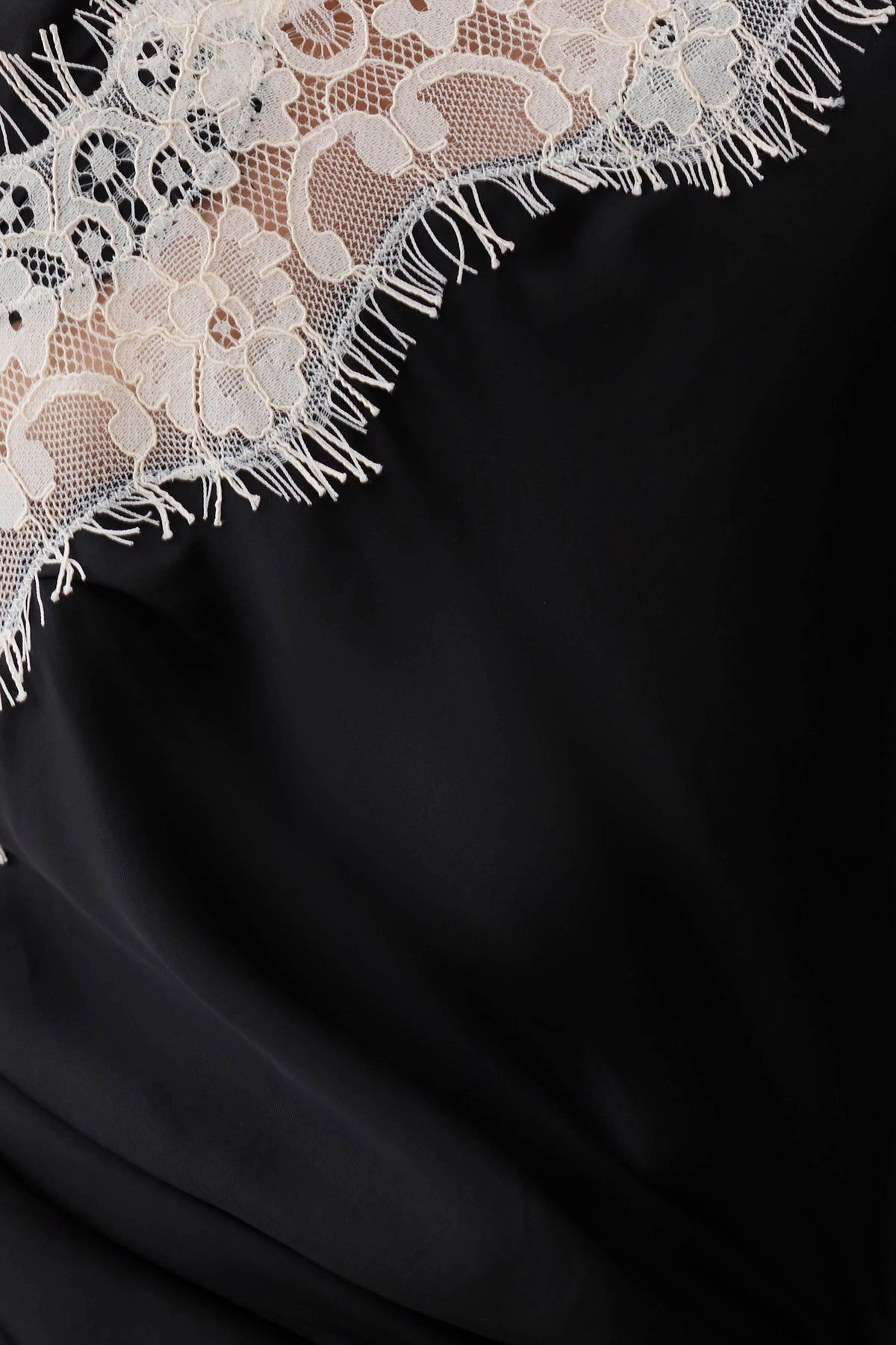 Satin And Lace Mini Dress - Black/Ivory