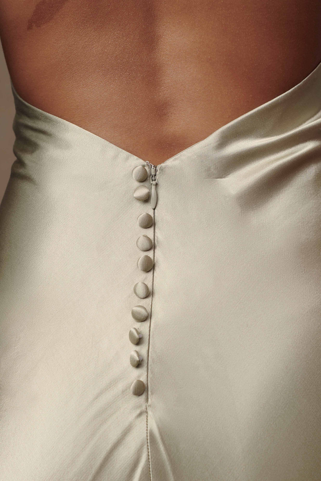 Iridescent Satin Cowl Maxi Dress - Sage