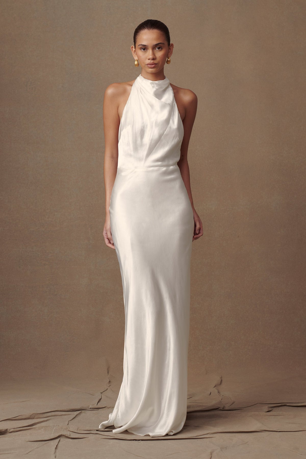 Satin Cowl Maxi Dress - Ivory