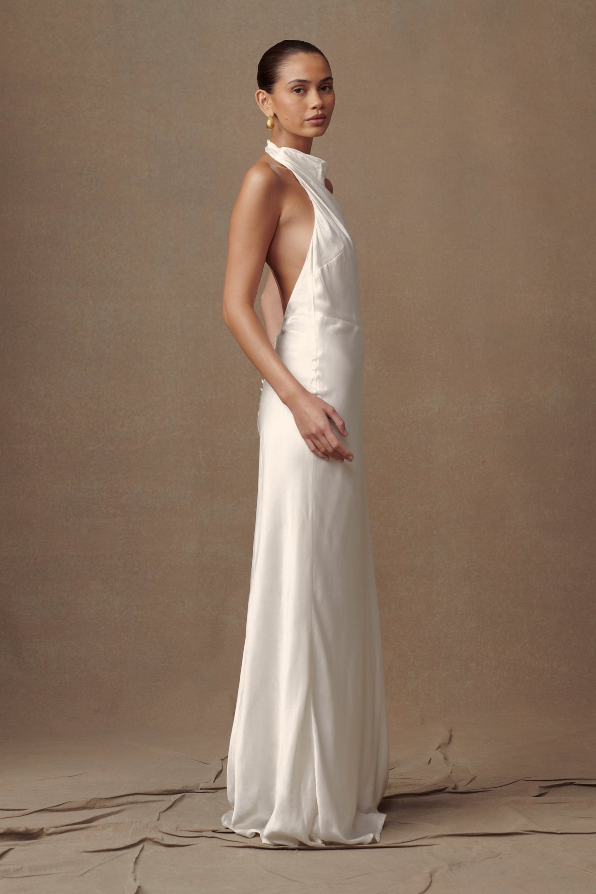 Satin Cowl Maxi Dress - Ivory