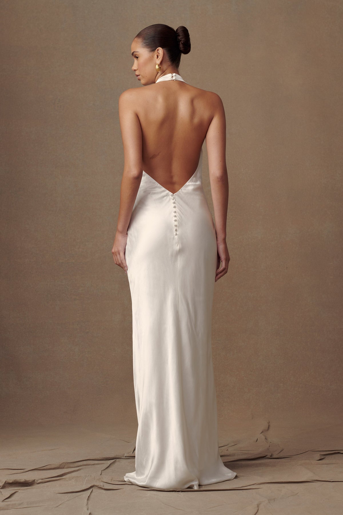 Satin Cowl Maxi Dress - Ivory
