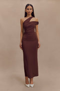 One Shoulder Modal Midi Dress - Mahogany
