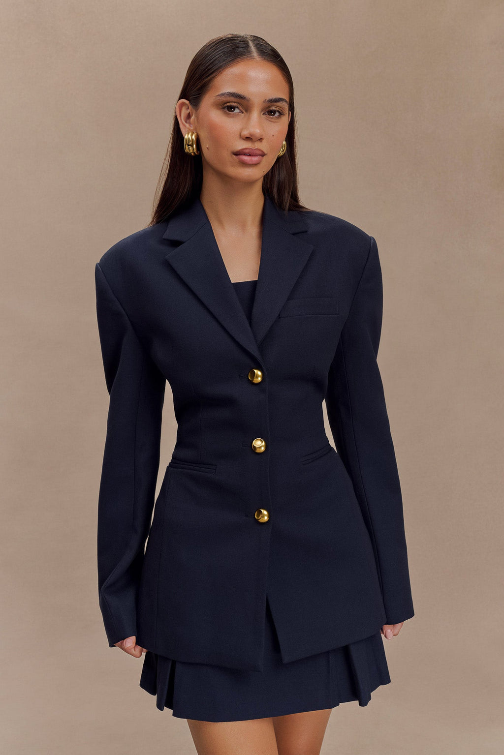 Cinched Blazer - Dark Navy
