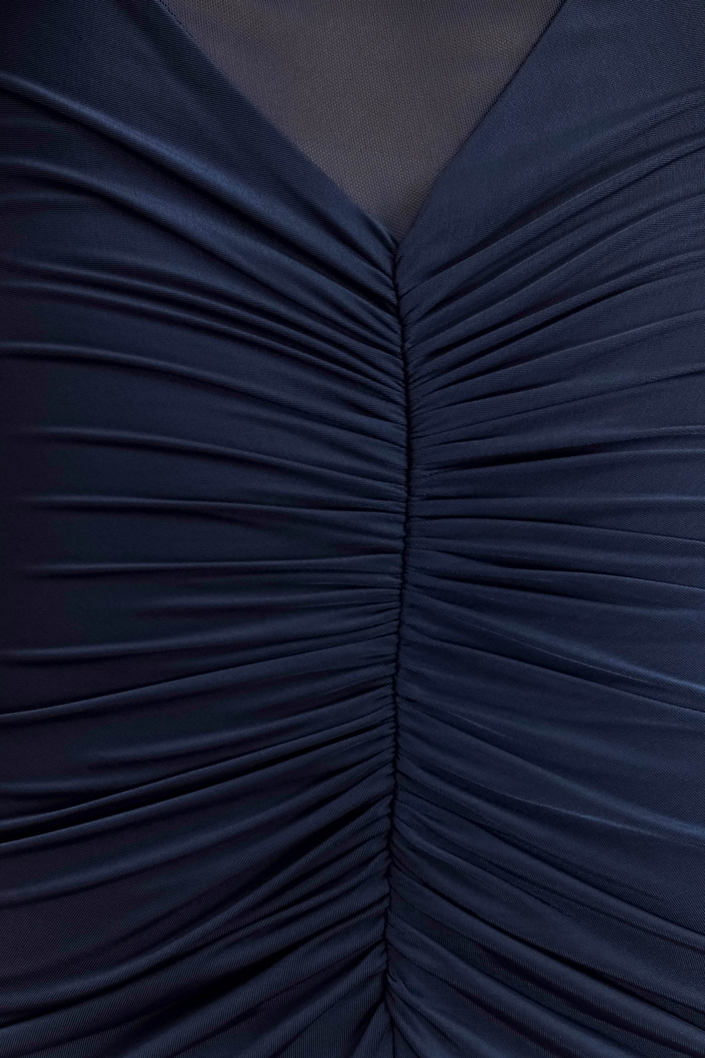 One Shoulder Slinky And Mesh Maxi Dress - Midnight Blue