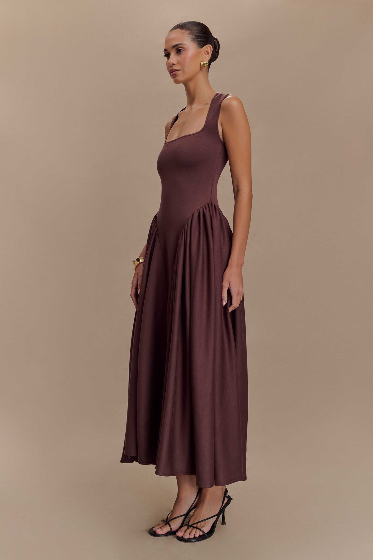 Scuba Jersey Midi Dress - Cacao Brown