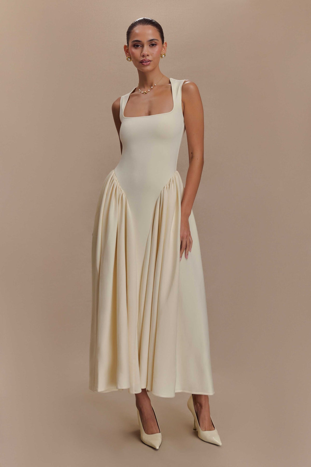 Scuba Jersey Midi Dress - Ivory