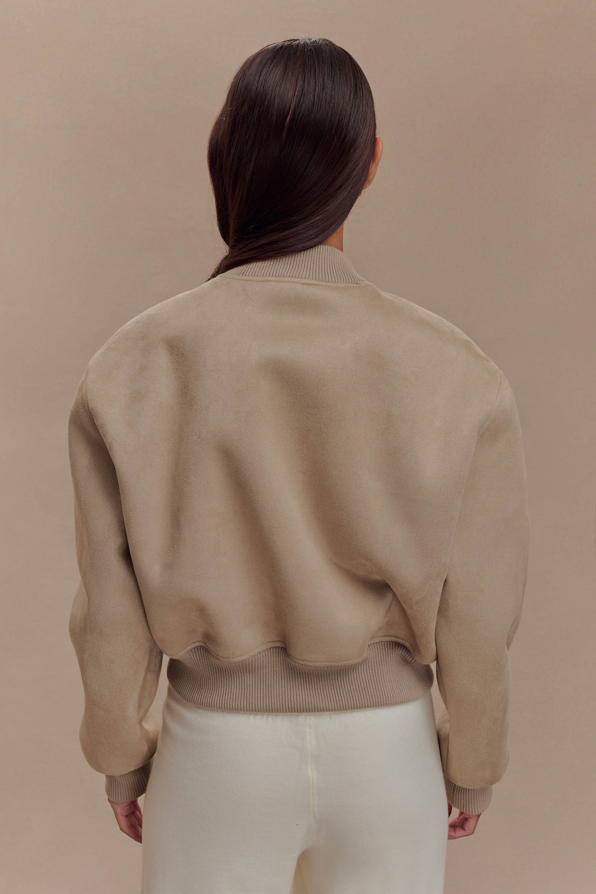Suede Bomber Jacket - Sand
