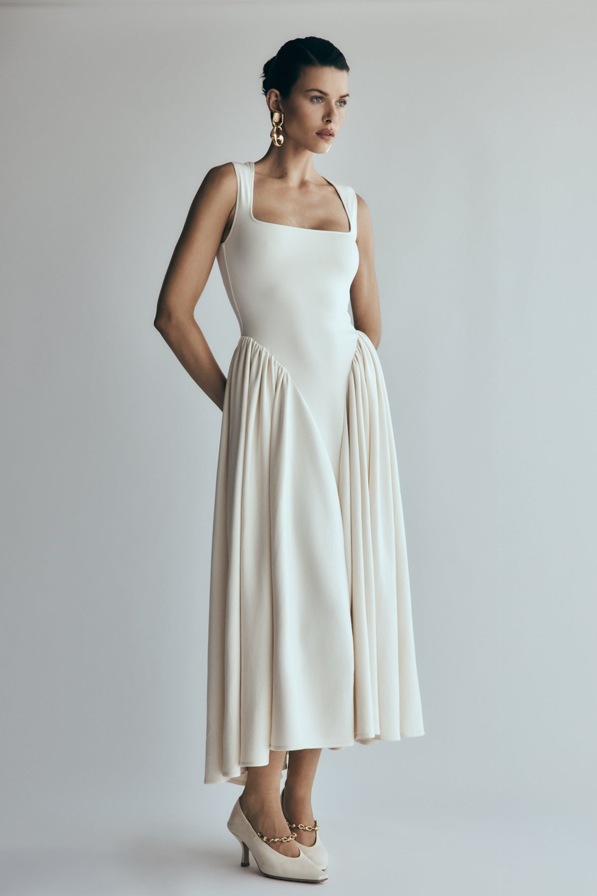 Scuba Jersey Midi Dress - Ivory