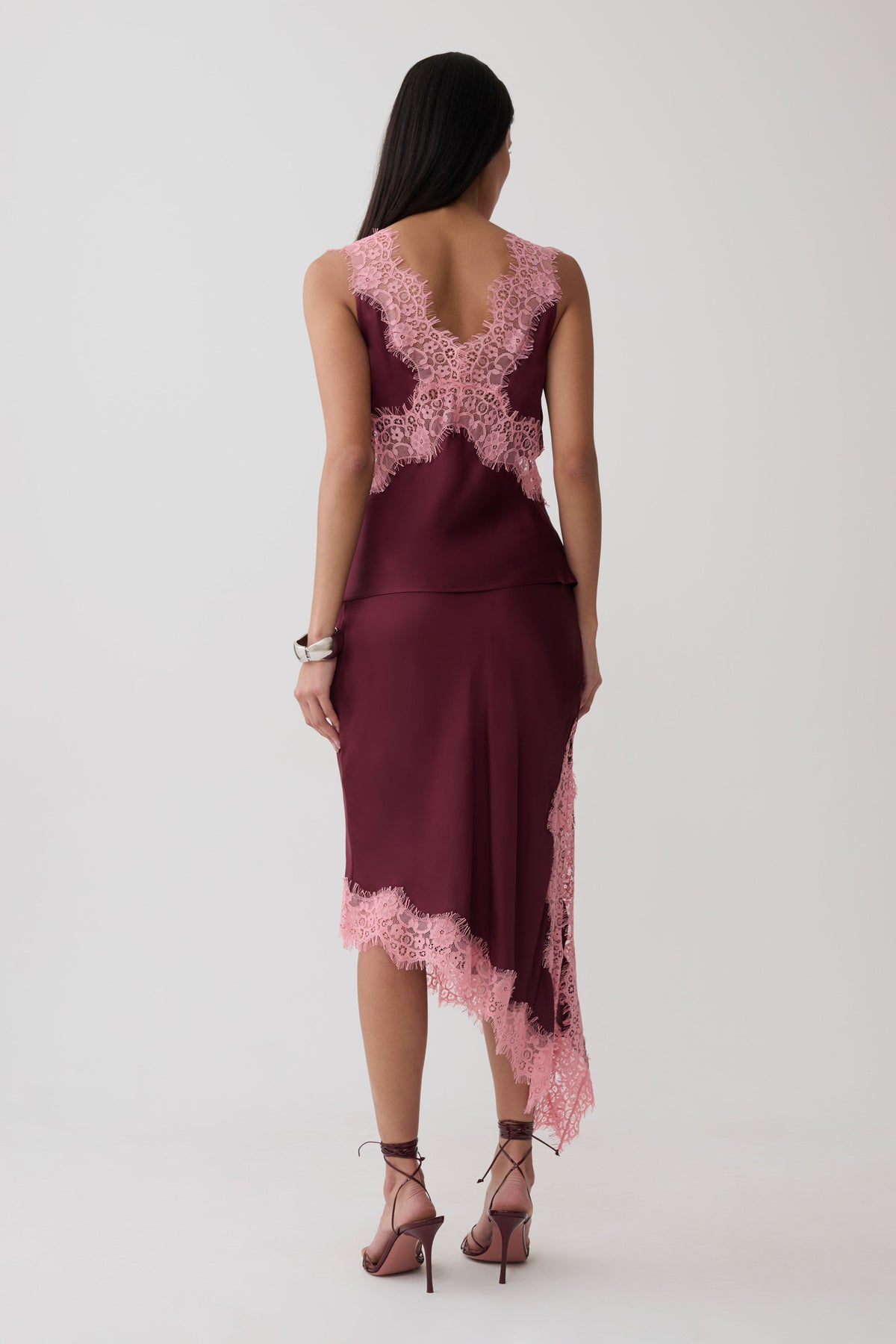 Satin And Lace Camisole - Burgundy
