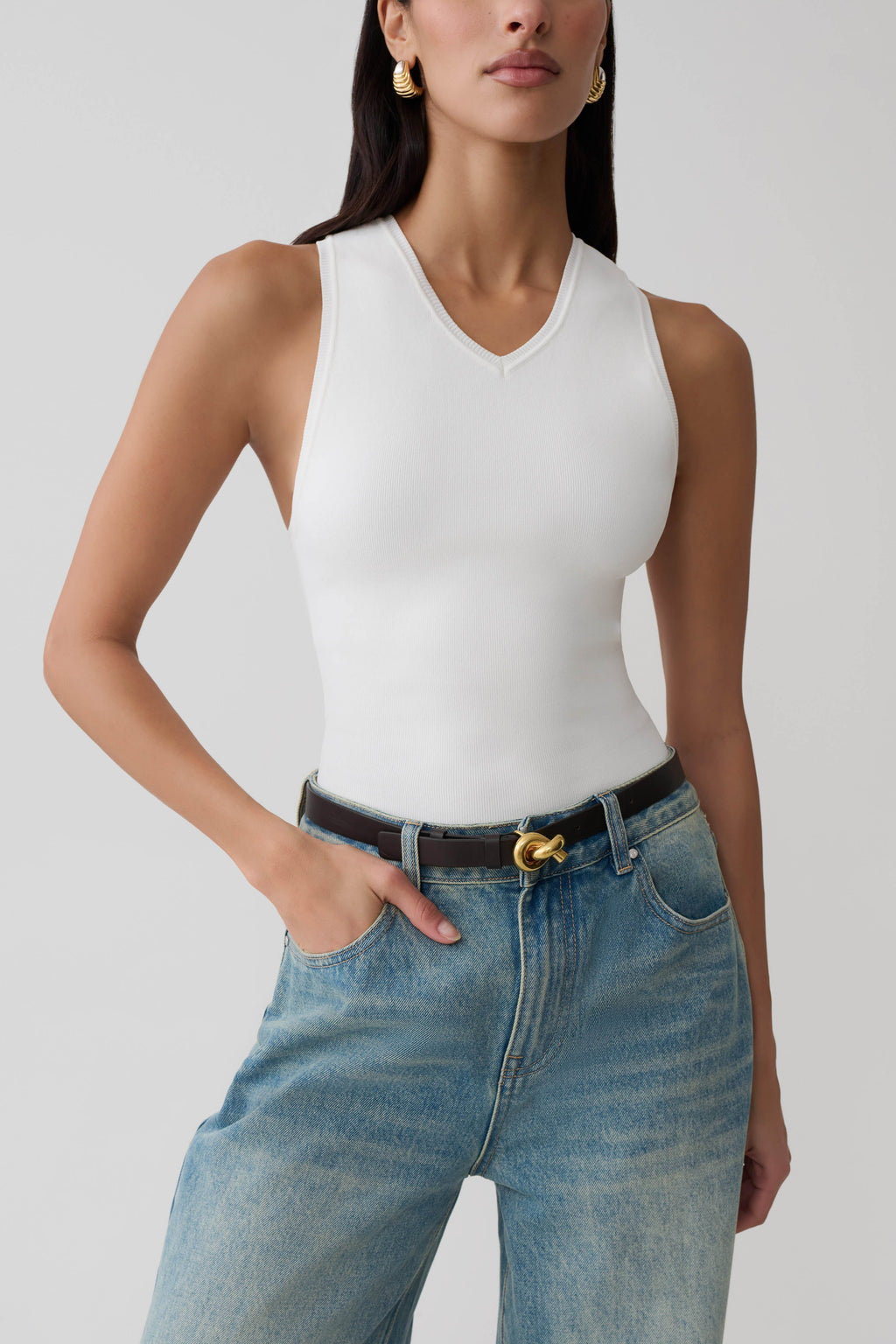 Knit Tank Top - White