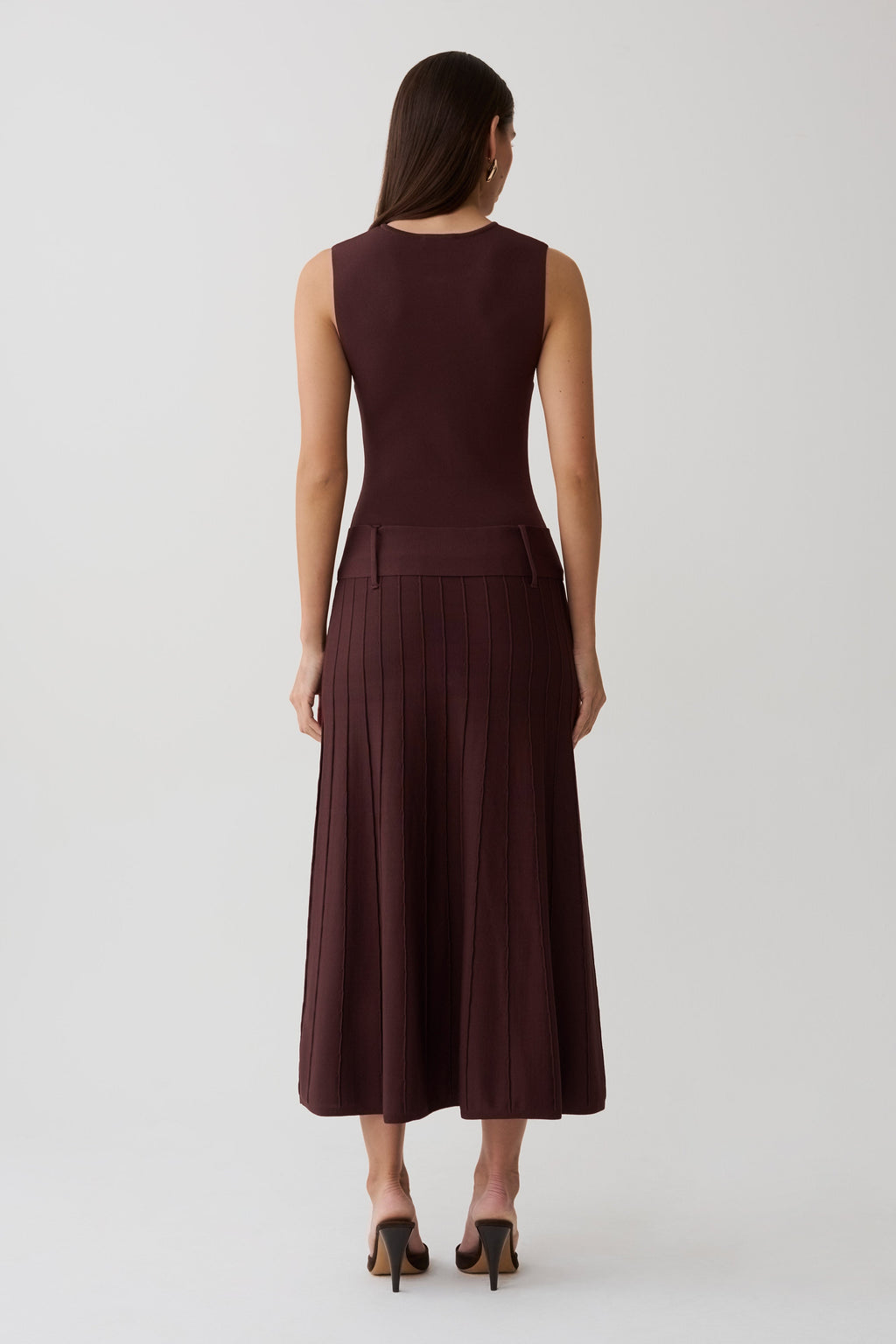 Pleated Midi Dress - Chocolate