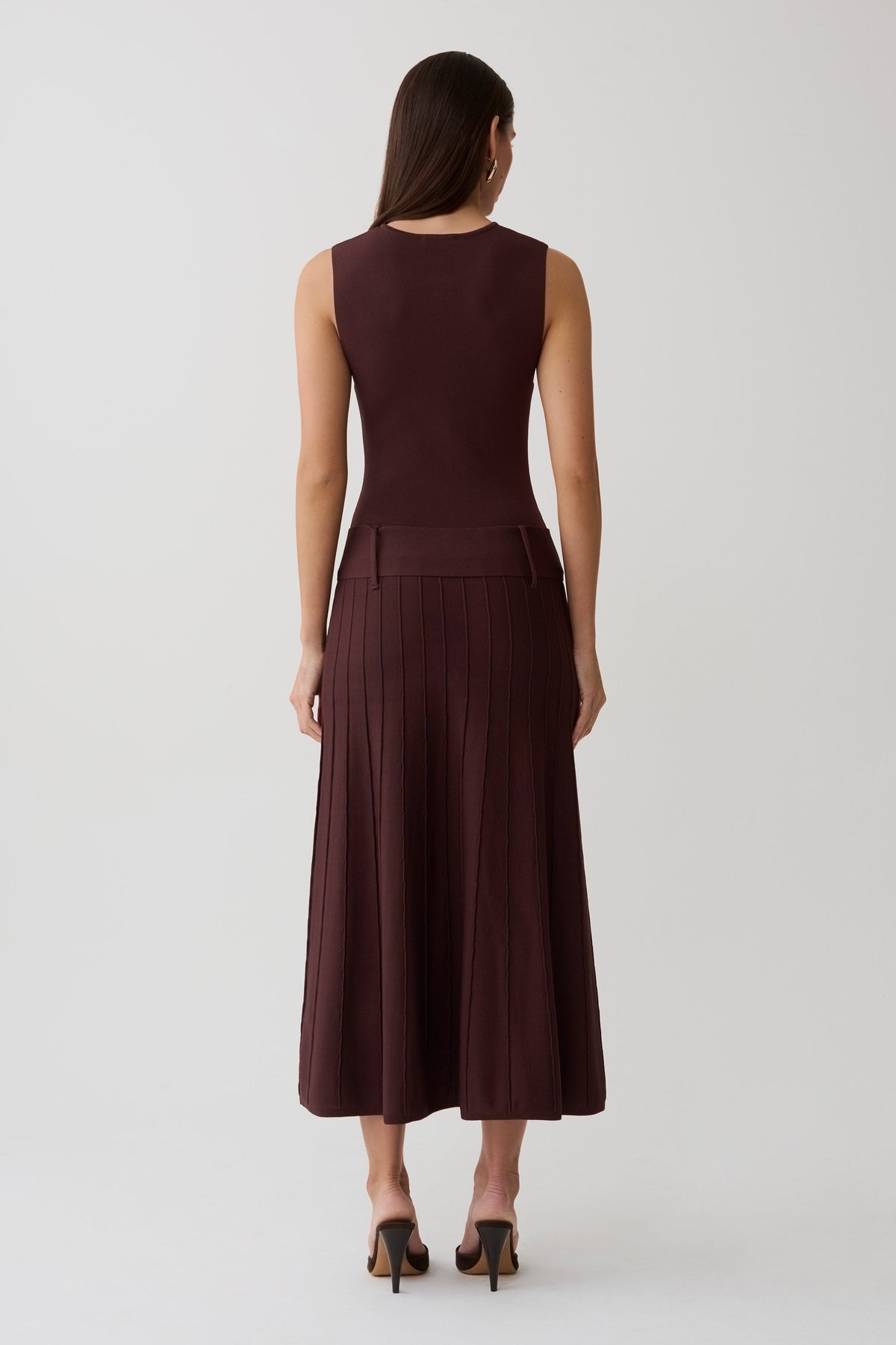 Pleated Midi Dress - Chocolate