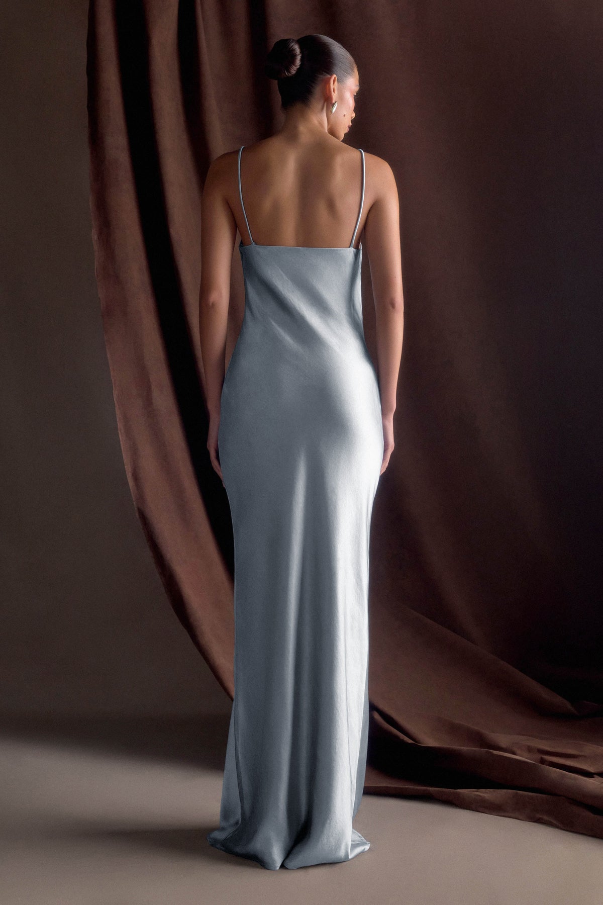 Sweetheart Satin Maxi Dress - Frosted Blue