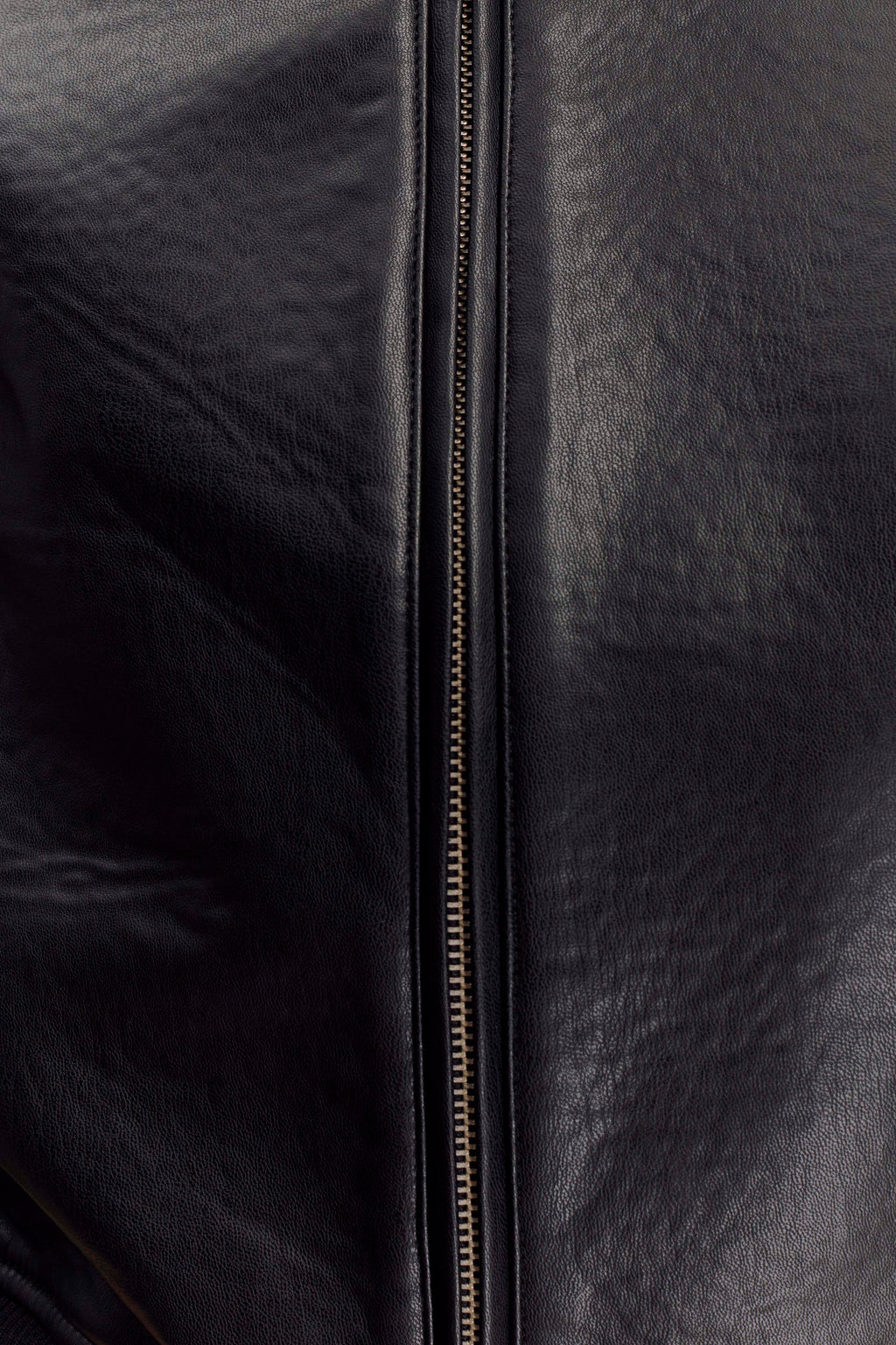 Faux Leather Bomber Jacket - Black