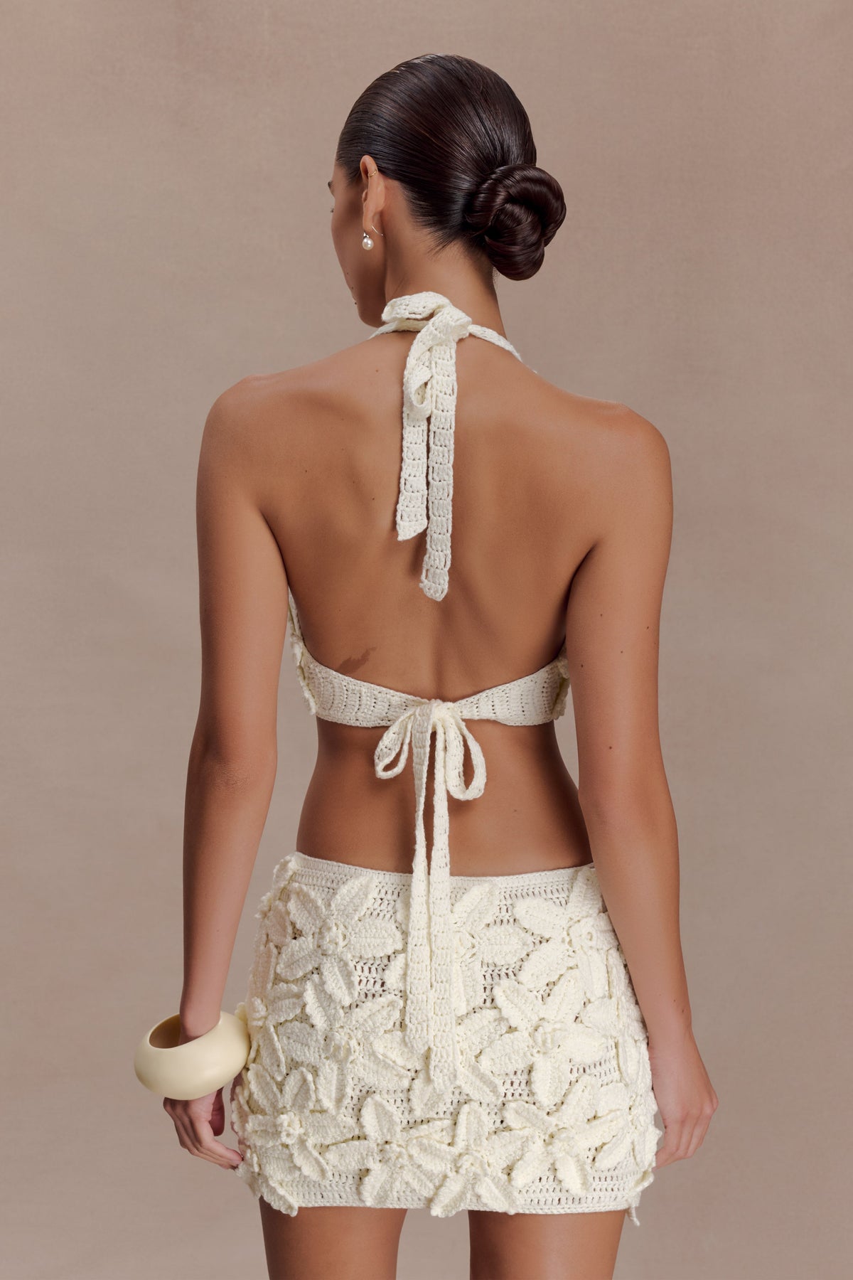 Floral Crochet Mini Dress - White