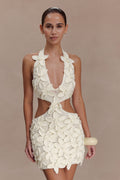 Floral Crochet Mini Dress - White