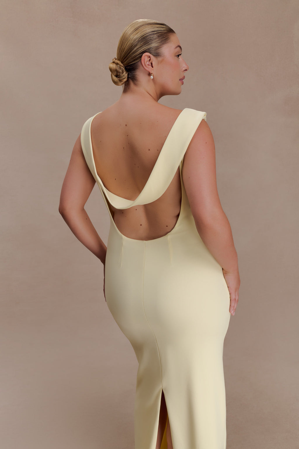 Crepe Draped Maxi Dress - Lemon