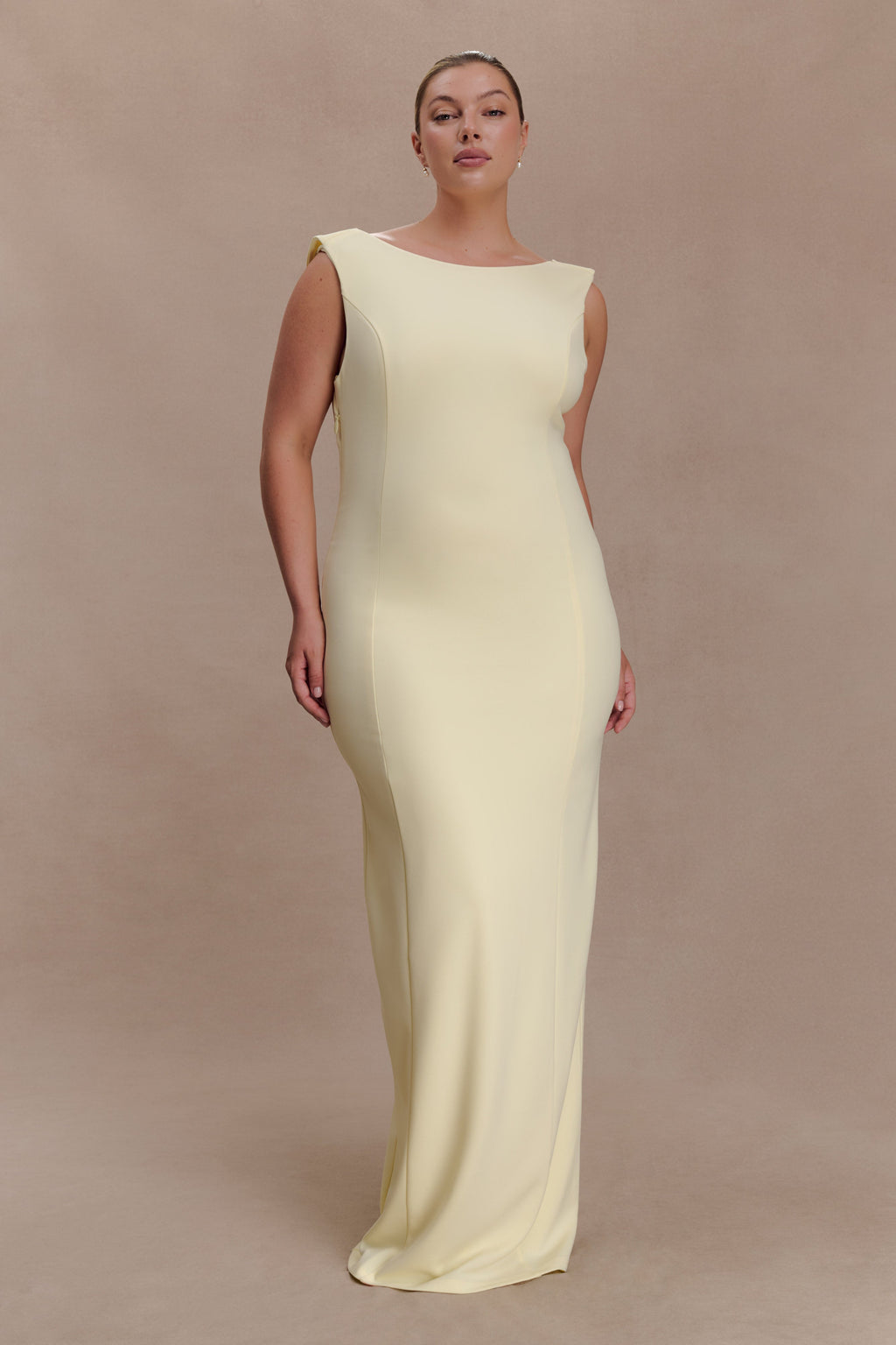 Crepe Draped Maxi Dress - Lemon